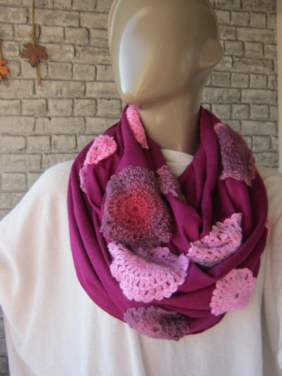 Fuchsia Infinity Motif Scarf/ Loop Scarf, Chunky Scarf, Chunky Hood ...