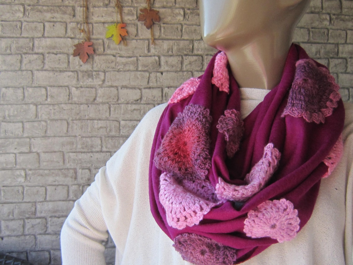 Fuchsia Infinity Motif Scarf/ Loop Scarf, Chunky Scarf, Chunky Hood ...