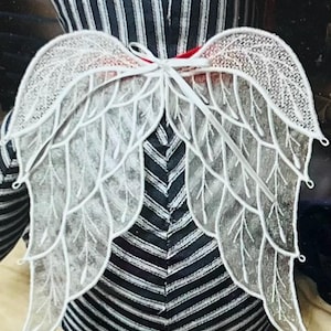 Embroidered Lace Angel Wings for Memory/Keepsake bears or shadow box. 7 1/4&quot; X 7 1/4&quot;. Wings only, Bear NOT included.