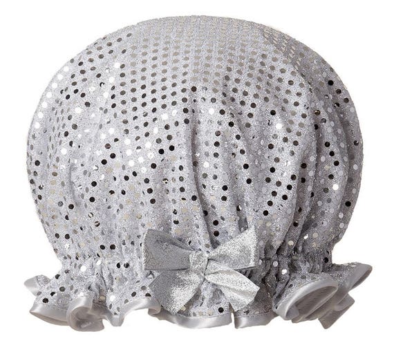 Sparkle Silver Luxury Shower Cap - Etsy 