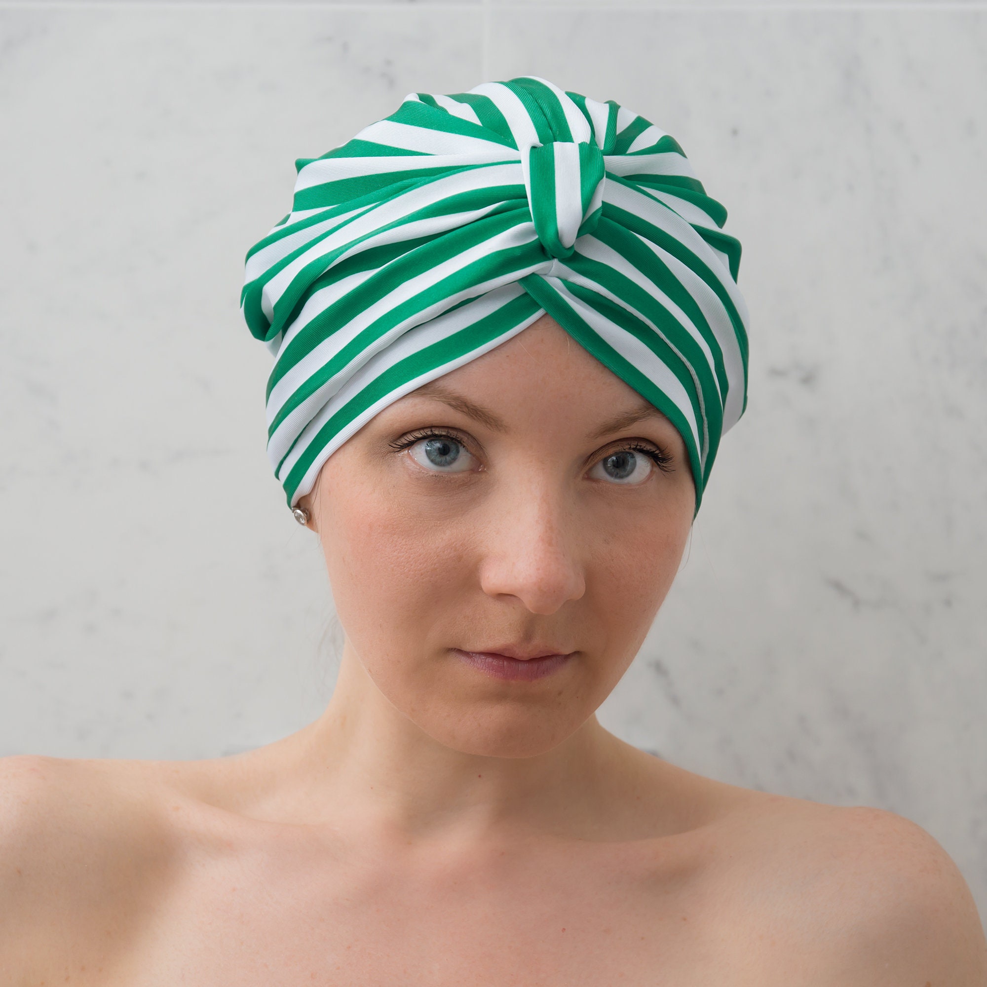 Stripey Green Luxury Shower Turban - Etsy