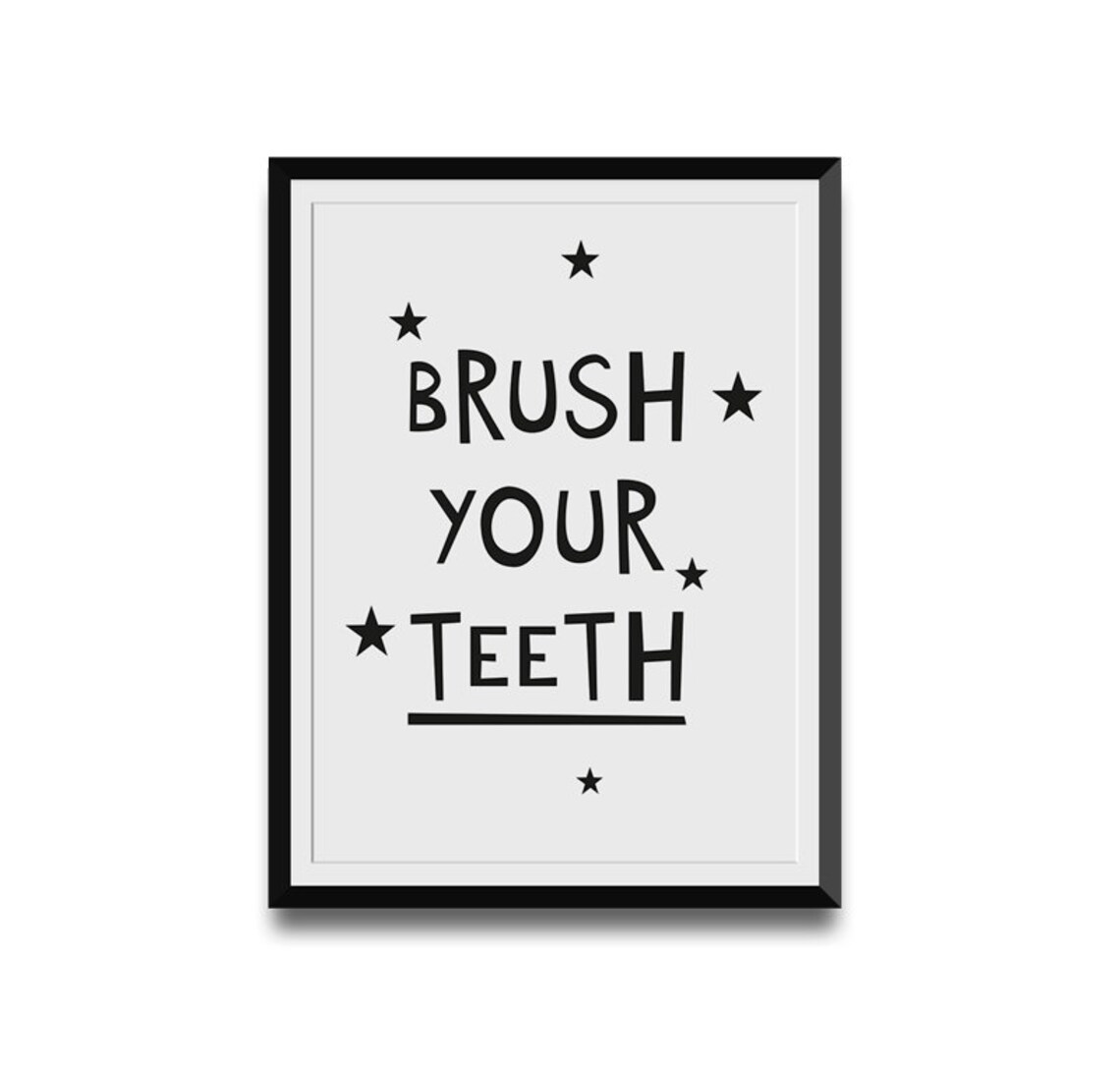 Brush your teeth Poster Nursery Printable Kinds wall art | Etsy