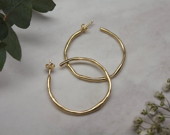 Boucles d’oreilles grand cerceau, laiton plaqué or, boucles d’oreilles de mariage, Savvy