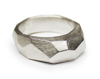 Anillo de sello de plata geométrica, anillos unisex, joyas hechas a mano, regalos para él, regalos para ella