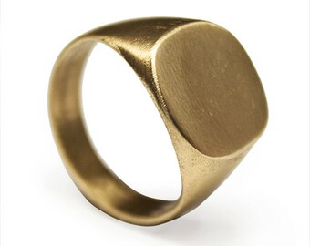 Signet Square Brass Ring, Classic Signet, Handmade, Savvy Jewellery