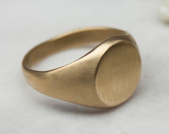 Custom Made, Men's Medium Circular Faced Brass Signet Ring, Geometric, Minimal, Handmade, Gifts For Him