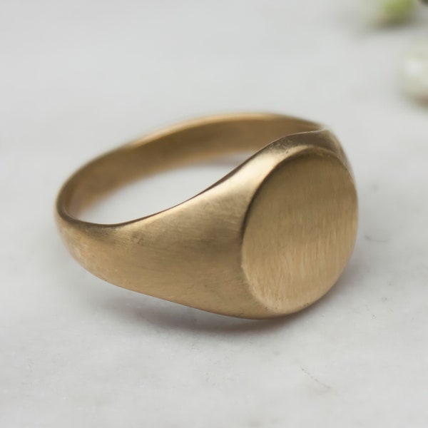 Custom Made, Men's Medium Circular Faced Brass Signet Ring, Geometric, Minimal, Handmade, Gifts For Him