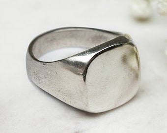 Hecho a medida, anillo de sello de plata esterlina 925 de cara cuadrada para hombre, diseño clásico, hecho a mano, regalos para él