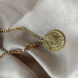 24K Gold Plated Sun Pendant Necklace For Women, Celestial Sunburst Charm, Dainty Sun Pendant, Sun Wheel Necklace, Gifts For Girlfriend image 6