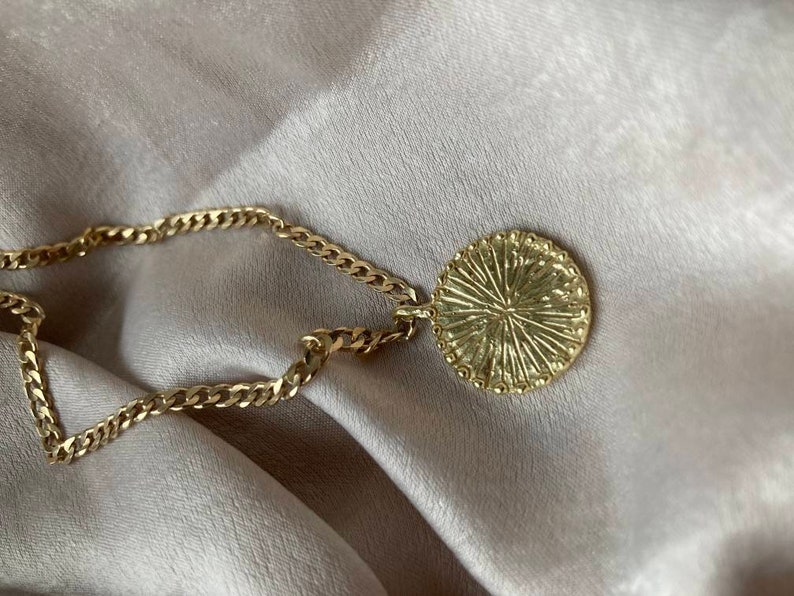 24K Gold Plated Sun Pendant Necklace For Women, Celestial Sunburst Charm, Dainty Sun Pendant, Sun Wheel Necklace, Gifts For Girlfriend image 6