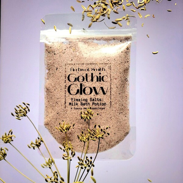 VEGAN Botanical Fizzing Milk Bath Salts/Bath Potion/Ritual Bath/All Natural/Surfactant-Free/Phthalate-Free/Mica-Free: Gothic Glow