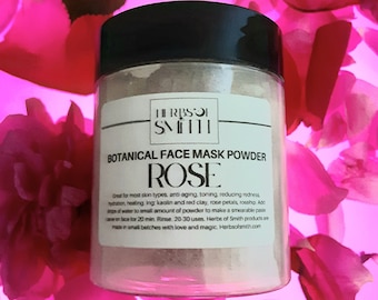 Botanical Clay Mask Powder: Rose Petals & Rosehip / Fragrance Free / All Natural / Vegan / Face Mask