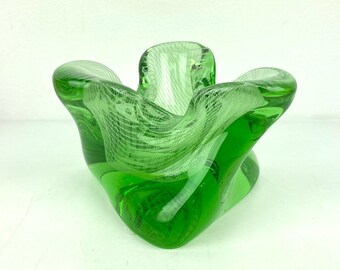 Vintage Czech Green Glass