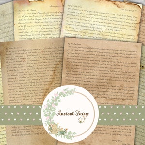 Linda coleção de cartas vintage para Junk Journal, download digital instantâneo de páginas efêmeras vintage com papel manchado e flores