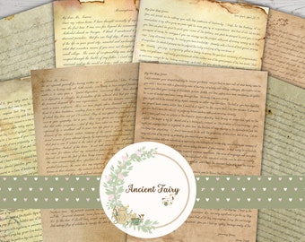 Vintage Letter Ephemera: Stained Paper for Junk Journal (Digital Download)