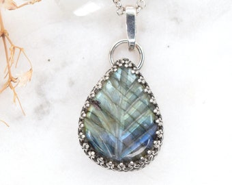 •LABRADORITE TEAR - COILED• sterling silver pendant