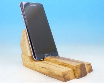 Handcrafted Wooden Walnut Mobile Phone Stand Unique docking station accessories Office holder Minimalistic Natural Rustic style Desk