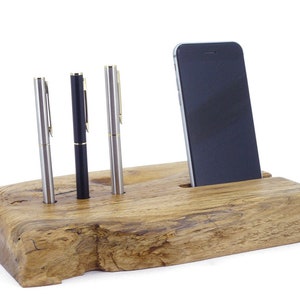 Walnut Business Phone Pen Card Holder Handmade Handcrafted Thick Picture Photo Electronic Device Slot Board Wooden Art Office Gift 6s 8 X LG