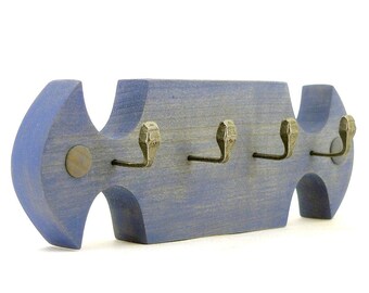 Cherry wood & Swedish Horse shoe nails Wall Mounted Key Rack Holder Keychain Hanger Display Rack Eco Towel Organizer Natural Organic decor