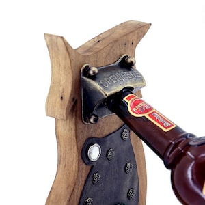 Wall Mounted Genuine Leather Walnut Wood Handcrafted Beer Gem Bottle Cap Opener Magnet Board Bar Kitchen Man Cave Decor Drinking Accessory