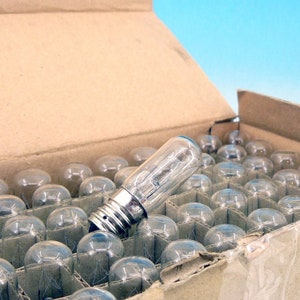 2x Vintage CLEAR T16x54mm E14 60V 10W Lamp Screw Cap Bulb Art Tubes fantasy technology obsolete museum exhibit Small Edison SES Arcade Game