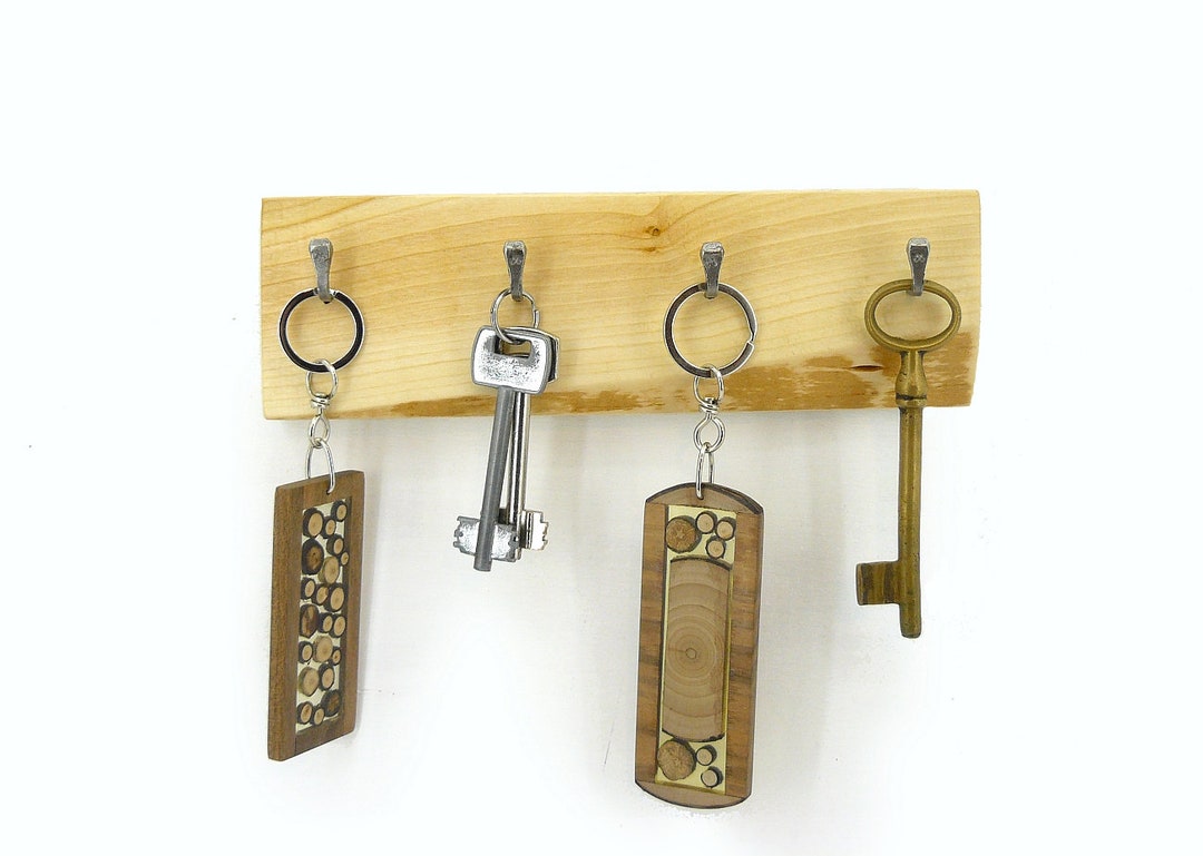 Handmade Cherry Wood Key Rack: Wall Mounted Hanger With Vintage Hooks ...