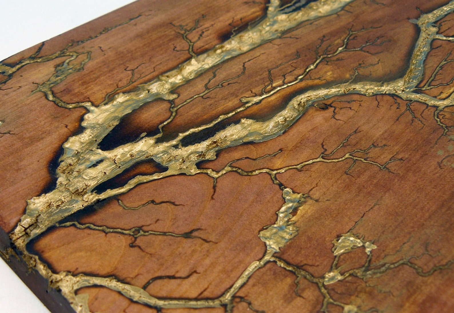 Lichtenberg Figures Cherry Wood Wall Art: Fractal Burning Decor - Etsy