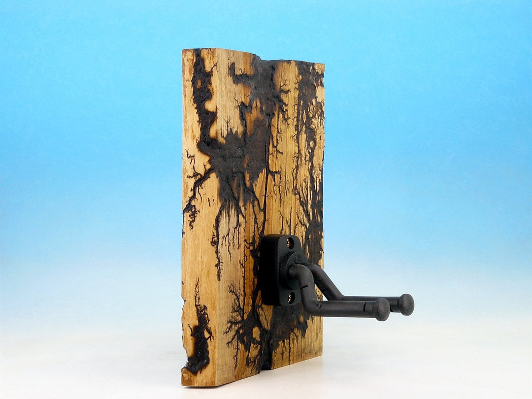 Lichtenberg Figure Guitar Hanger: Fractal Burned Cherry Wood Wall Mount ...