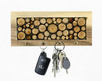 Walnut Wood Wall Key Holder Keychain Hat Hanger Display Rack Eco Towel Brass Hook Organizer Abstract Natural Contemporary Organic Decor