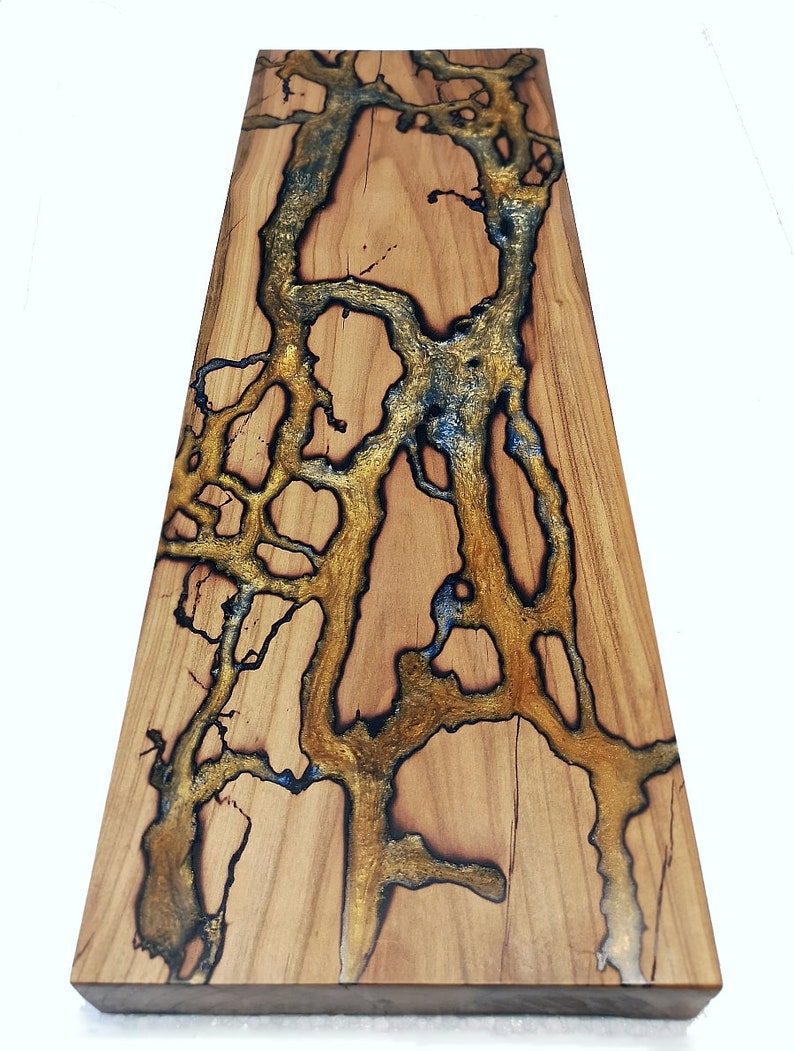 Lichtenberg Figures Cherry Wood Wall Art: Epoxy Resin River, Fractal ...