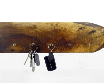 Walnut Wood Wall Key Holder Keychain Hat Hanger Display Rack Eco Towel Brass Hook Organizer Abstract Natural Contemporary Organic Decor