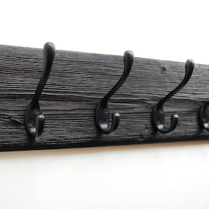 Support suspendu en bois noir, Porte-serviettes de plage, Crochets design pour salle de bain, Porte-manteau en bois, Organisateur d&#39;espace d&#39;entrée, Crochets muraux design noirs