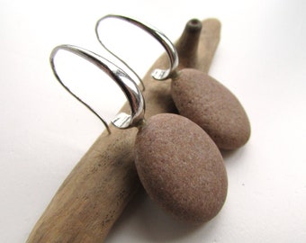 Stone Earrings, Boho Beach Pebble Earrings, Natural Stone Jewelry, Pebble Art, Gift Earrings, Hypoallergenic Earrings, Original Design