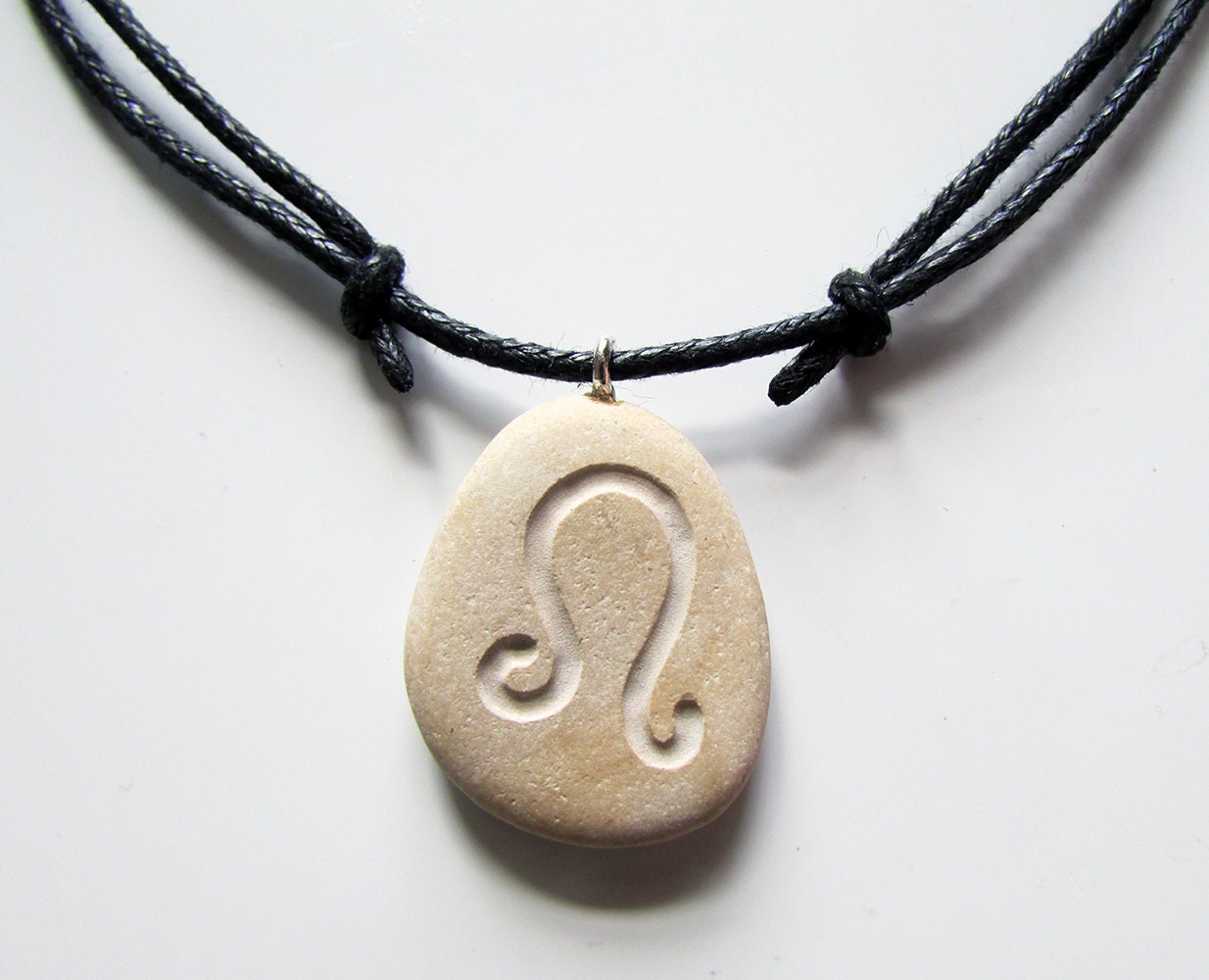 Buy Leo Stone Pendant Engraved Beach Pebble Necklace With Zodiac
