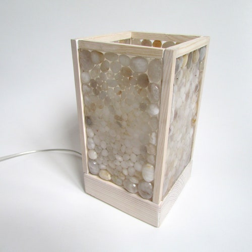 White Stone Lamp, Coastal Stone Nightlight, Beach Pebble Art, Coastal Design shops Bedroom Lamp, Beach Stone Epoxy Bedside lamp, Coastal Lighting
