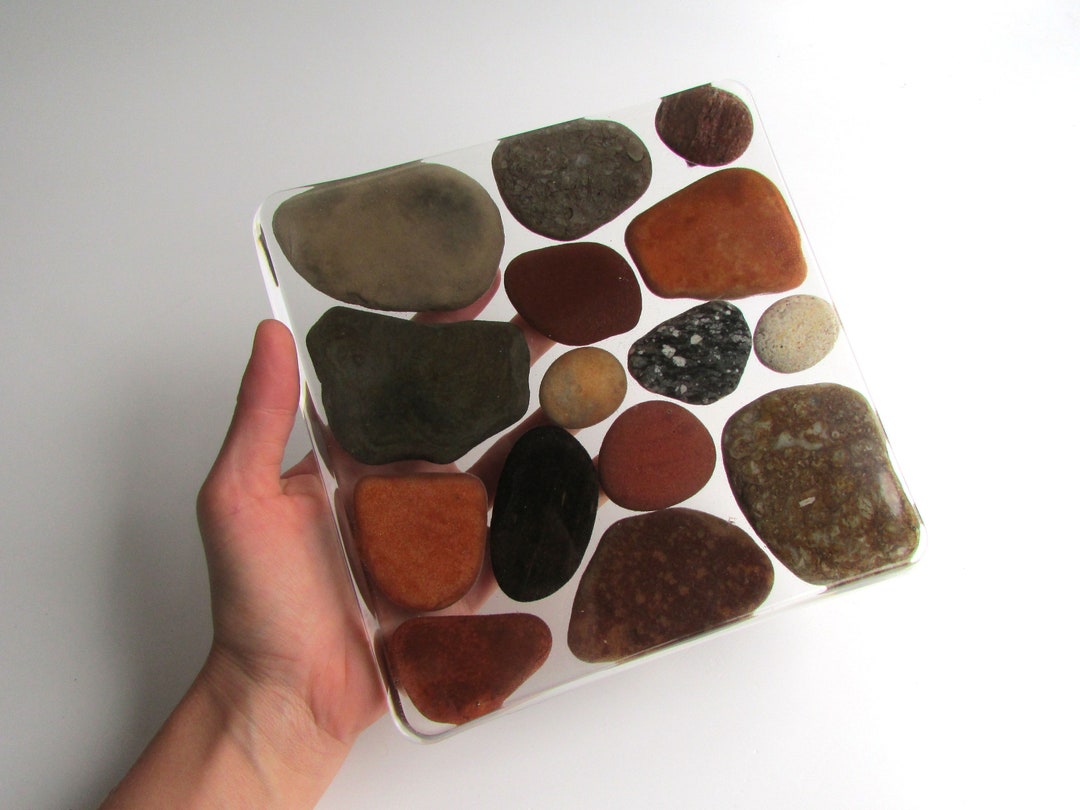 Stone Trivet With Epoxy Resin Beach Stone Placemat Coastal Etsy