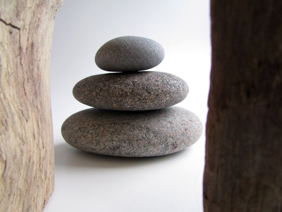 Zen Stone Stack Mini Stone Cairn Beach Pebble Stack Black Etsy