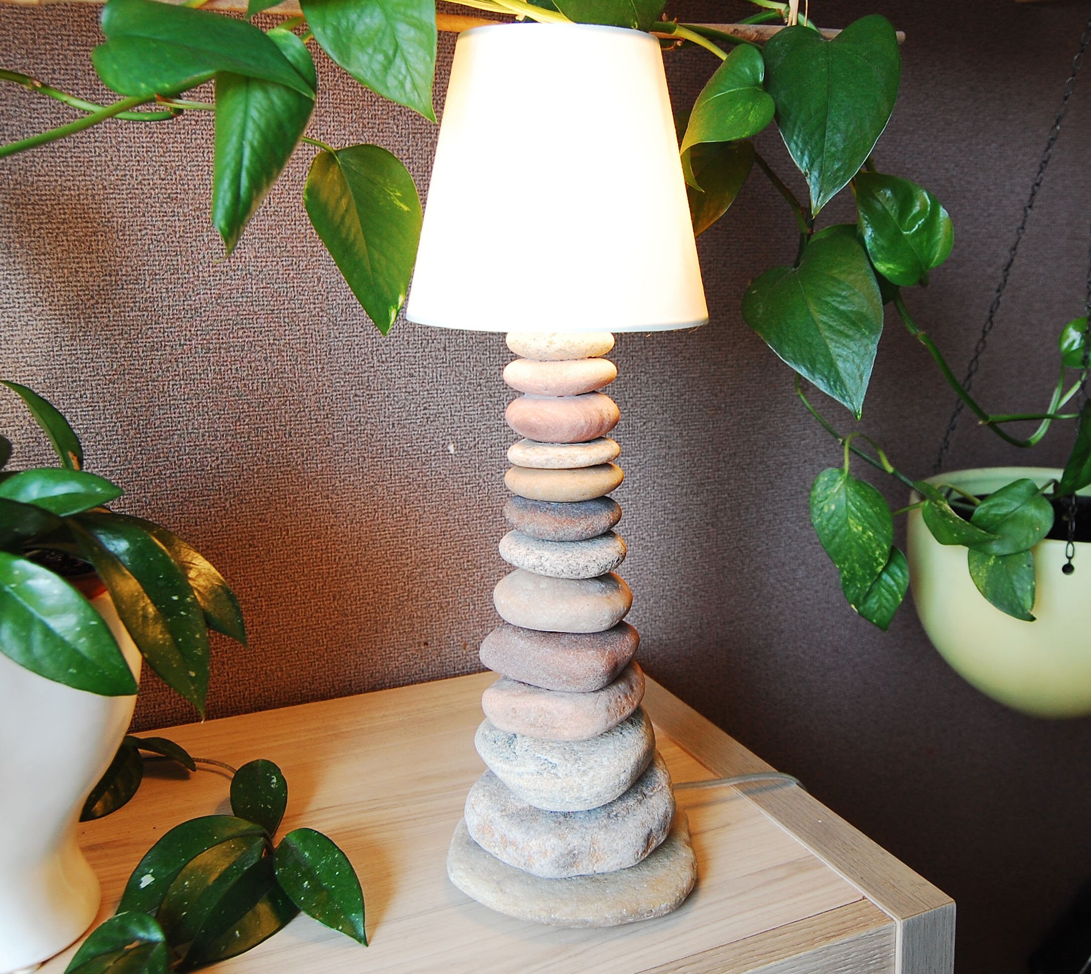 Sea Stone Lamp Coastal Decor Bedside Lamp Night Light Natural