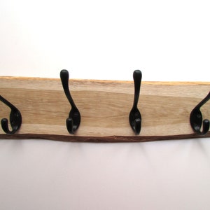 Rustic Oak Hanging Rack 20&quot;, Rustic Wood Towel Rack, Wooden Key Holder, Coat rack, Entrance Space Organiser, Natural Wood Art, Wall Decor