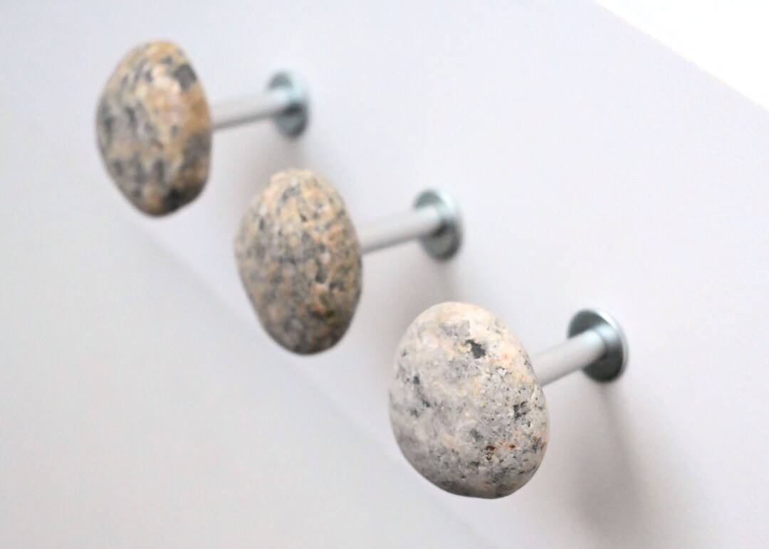 3 Stone Wall Hooks, Grey Bathroom Hooks, Gray Pebble Wall Hooks ...