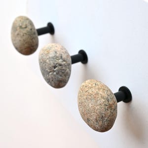 Stone Wall Hooks, Black Bathroom Wall Hooks, Gray Pebble Wall Hooks,  Coastal Decor, Fun Wall Hooks, Stone Towel Hangers, Beach House Style