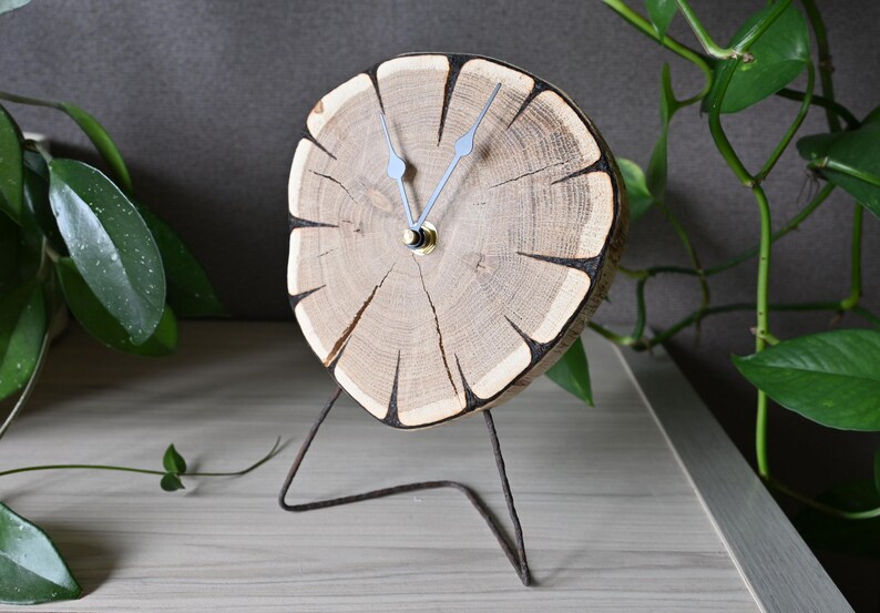 Wooden Desk Clock 8", Rustic Wood Table Clock, Mantelpiece Clock ...