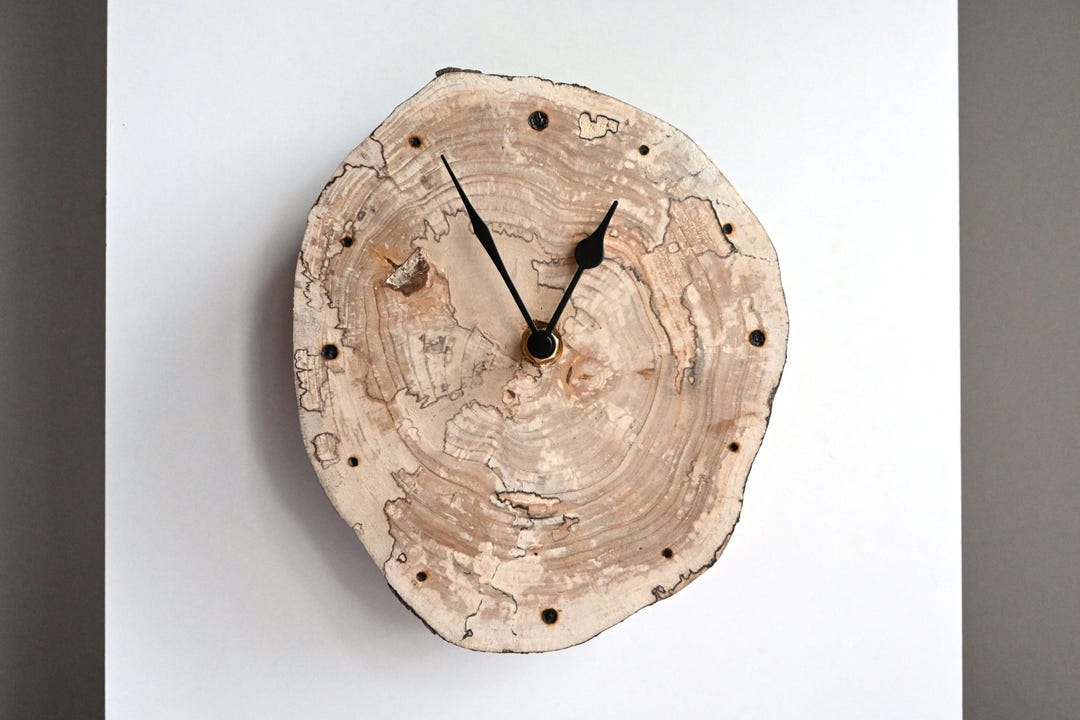 Driftwood Clock 8", Rustic Wood Slice Clock, Wooden Wall Clock, Rustic ...