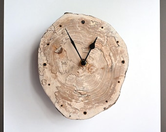 Orologio in legno di deriva 8", Orologio rustico a fette di legno, Orologio da parete in legno, Orologio rustico, Decorazione d'interni dal design naturale, Decorazione costiera