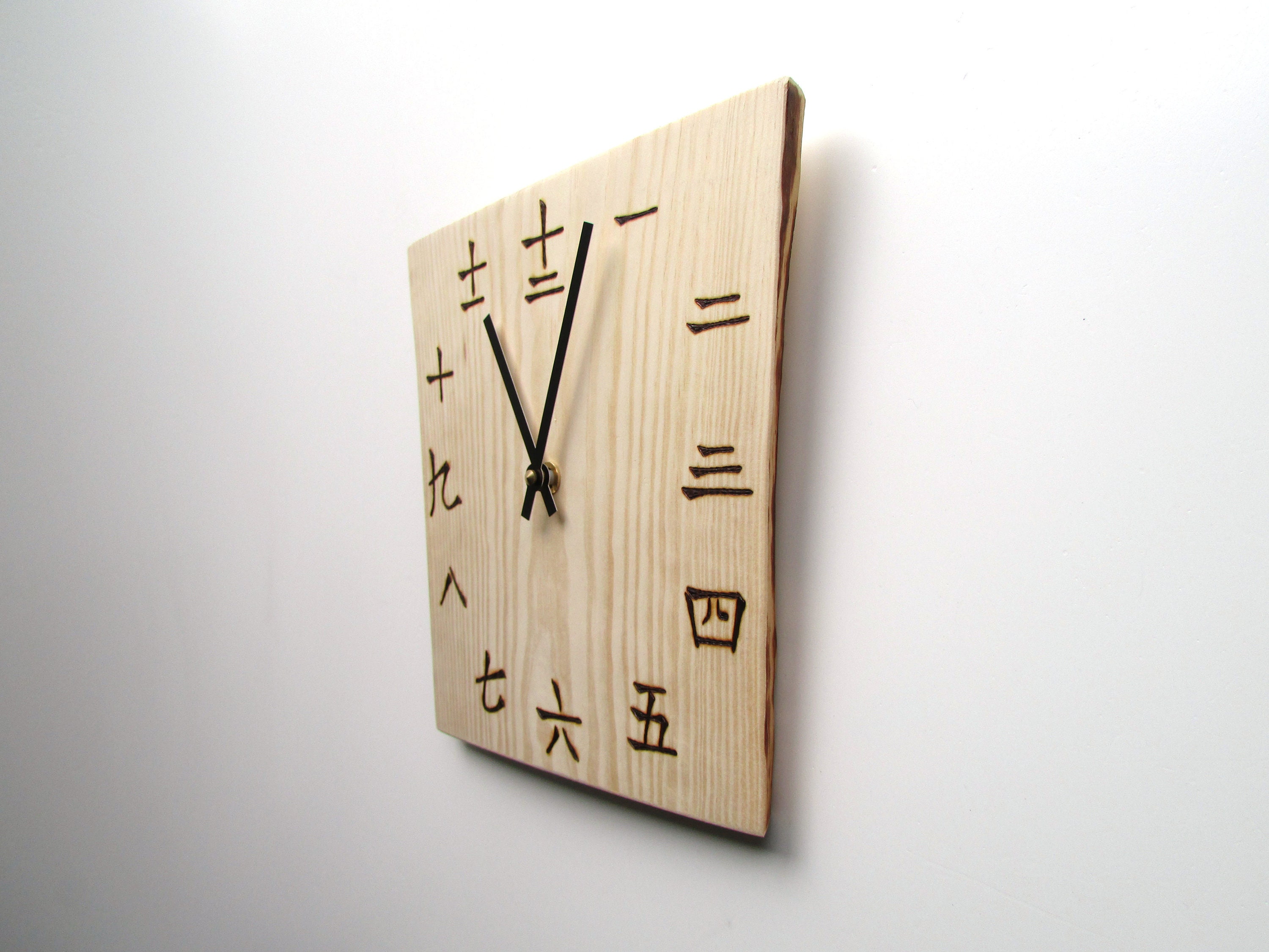 Wooden Chinese Clock 9 Rustic Wood Japanese Clock Etsy