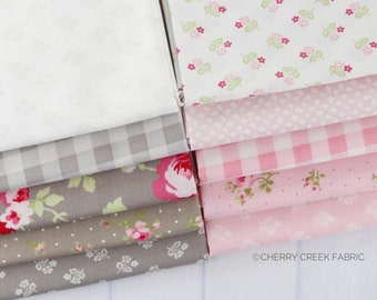 Six Pieces Pink /& Gray Fat Quarter Bundle