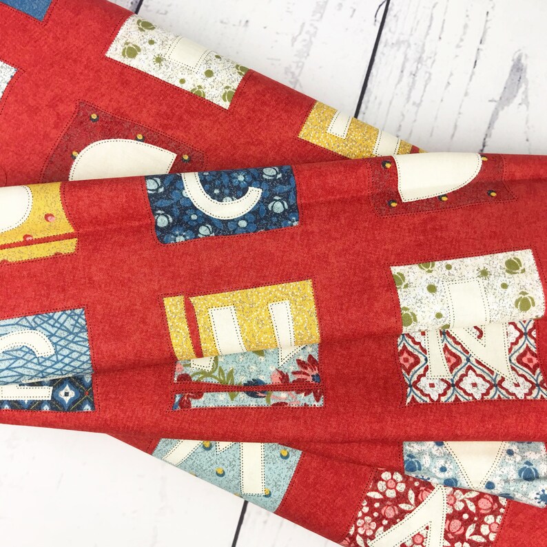 Biscuits & Gravy Fabric Red Alphabet Letters Fabric Basic Etsy