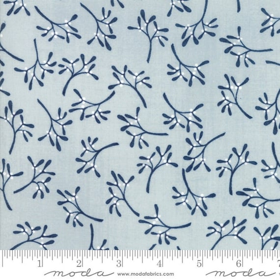Janet Clare Fabric Christmas Fabric Moda Fabric Wintertide Fabric Sold by the Half Yard Blue Trees Fabric