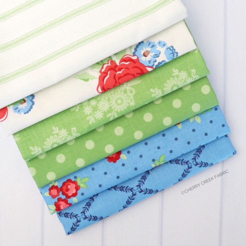 Fabric Bundle Amanda Herring 6 pieces Half Yard Bundle Riley Blake Designs Harry /& Alice BlueGreen Half Yard Bundle