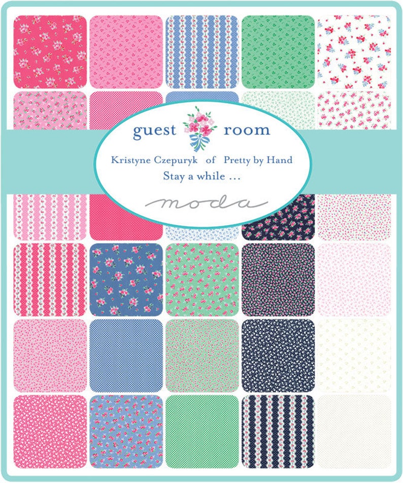 END OF BOLT 2 yd Pink Trio Blooms Fabric Moda Fabric 7 Kristyne Czepuryk Guest Room Fabric Flower Fabric Floral Fabric